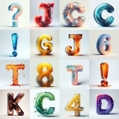 glass 3D Lettering Typeface. AI generated illustration