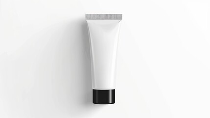 A blank plastic tube mockup for cosmetics, complete with a cap, is depicted in a vector illustration isolated on a white background. Suitable for various designs and advertising purposes.