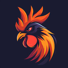 Obraz premium Chicken logo design, dark background