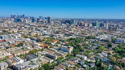 Aerial view of Koreatown, Los Angeles