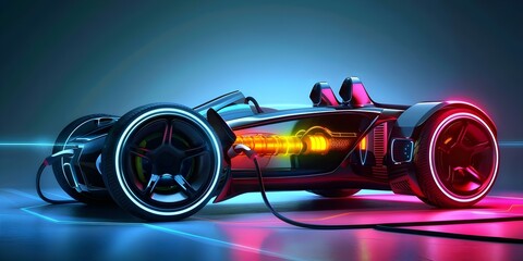 Sustainable electric car concept with futuristic charging station and eco-friendly power source. Concept Electric Vehicles, Sustainable Transportation, Green Energy, Future Technology