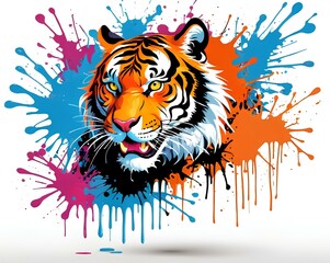 tiger, tiger vector, tiger head illustration, animal, cartoon