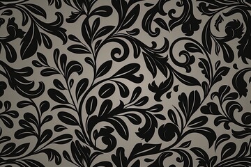 Illustration of seamless abstract black floral vine pattern