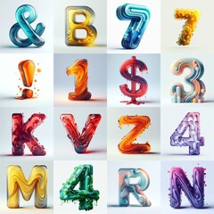 glass 3D Lettering Typeface. AI generated illustration
