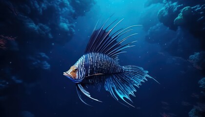 Ikan marlin besar di lautan biru, pemandangan hewan lautan yang memukau