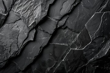 Natural black slate stone background pattern with high resolution. Top view. Copy space.