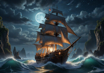 pirate ship sailing