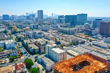 Aerial view of Koreatown, Los Angeles