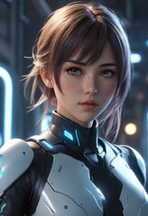 Sci-Fi Soldier Garb with High Collar and Armor Elements