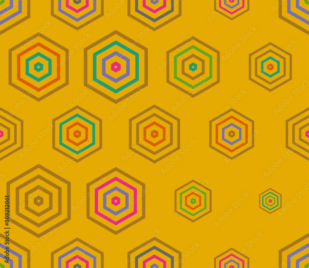 Poster abstract vector background. multicolored geometric elements of varied size. simple stacked hexagons 