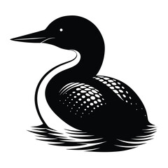 Loon black silhouette an white background