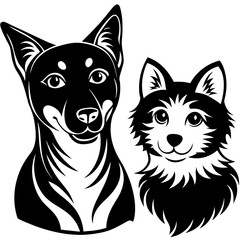Dog and cat  vector silhouette an white background