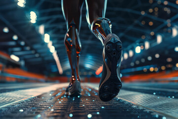 Close-up of an athlete with prosthetic legs