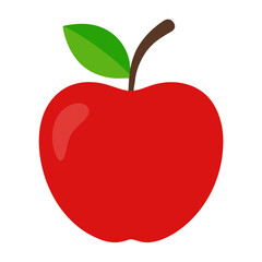 Fototapeta premium Vector of red apple, stem, leaf, isolated, transparent, educational materials, food, drink content, health, wellness promotions