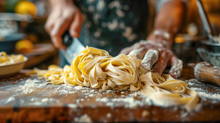 Person making homemade pasta