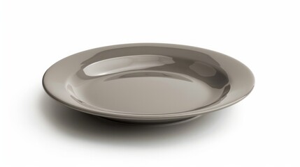 A simple yet elegant gray ceramic plate presented isolated on a pure white background