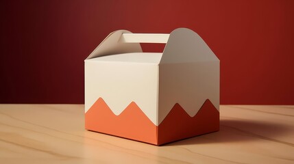 A blank food box mockup with a geometric design