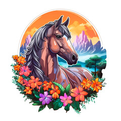 Horse Image, for T-Shirt Print, Cap, Mug, Slippers, Mousepad, with Transparent Background PNG