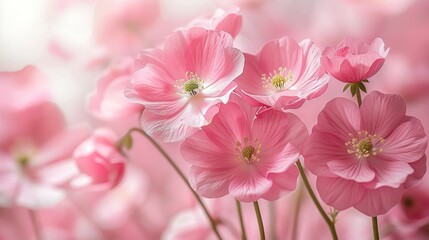   Pink flowers surrounded by pink flowers in a lush field