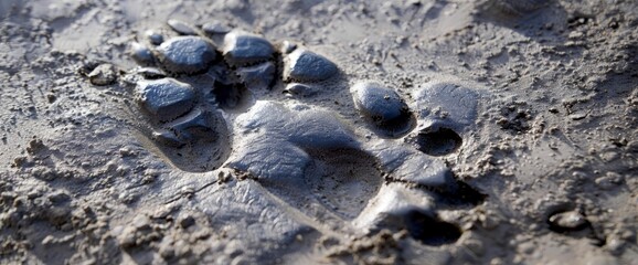 The Footprint Of A Wolf Leaves A Mark On The Ground, Symbolizing The Presence Of This Majestic Creature, Background