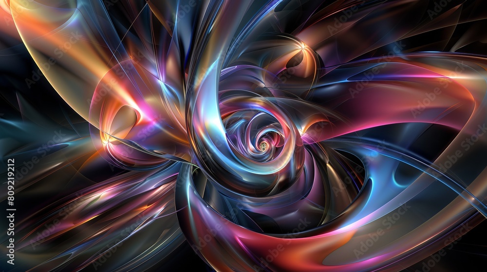 Poster an ethereal abstract design showcasing iridescent colors refracting through a 3d glass texture again