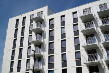 Modern multistorey building with balconies