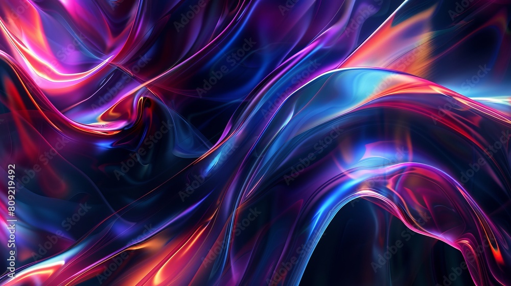 Poster an ethereal abstract design showcasing iridescent colors refracting through a 3d glass texture again