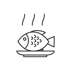 Frying fish icon design, isolated on white background, vector illustration