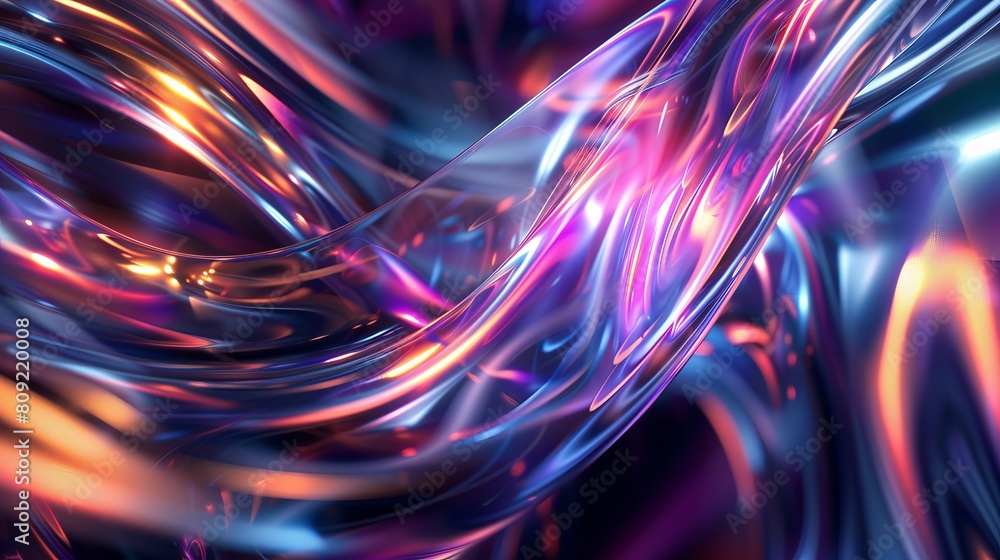 Poster an ethereal abstract design showcasing iridescent colors refracting through a 3d glass texture again
