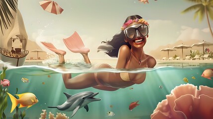 Joyful Scuba Diving Adventure with Colorful Marine Life