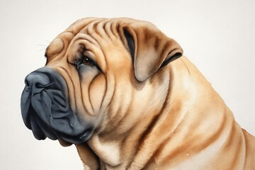 Canine Character: Portrait of a Dog with Distinctive Wrinkles