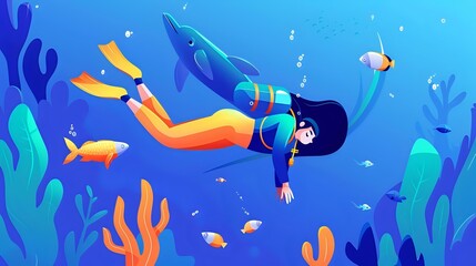 Jubilant Scuba Diver in Mesmerizing Underwater Scene