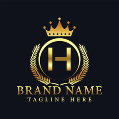 Luxury brand letter H logo with crown.