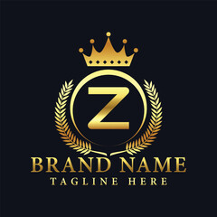 Luxury brand letter Z logo with crown.