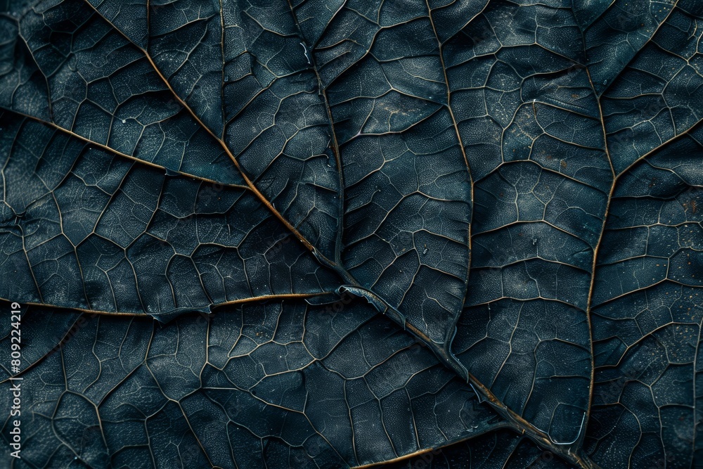 Poster detailed macro shot of a vibrant green leaf showcasing intricate veins and textures, a detailed macr