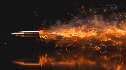 Moving Fiery Gun Bullet Shot on black - Powered by Adobe