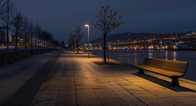 Dynamic Drammen at Night - Norge's Architecture Ahead in A Lonely Landscape with Light on City