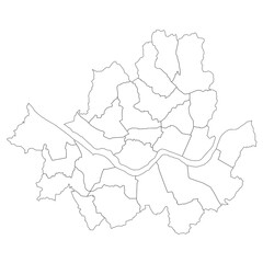 Fototapeta premium Seoul outline map. Seoul City gu or districts map, administrative map of the South Korean Seoul City