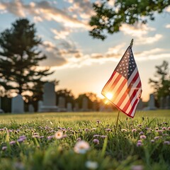 memorial day concept with cemetery