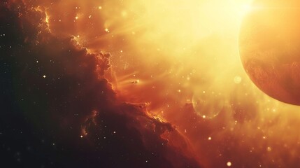 Obraz premium Abstract planets, sun, and space background. national asteroid day