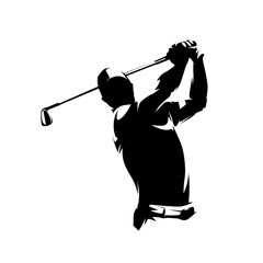 Golf player, isolated vector silhouette, front view