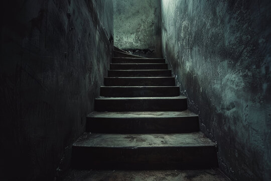 Dark Staircase Leading into the Unknown-Perfect for Mystery and Suspense Themes