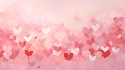 A Festive and Romantic Background with Floating Pink and Red Hearts