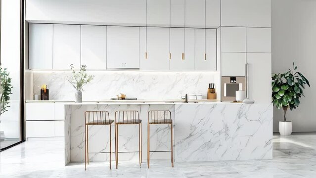 A beautiful modern light white kitchen