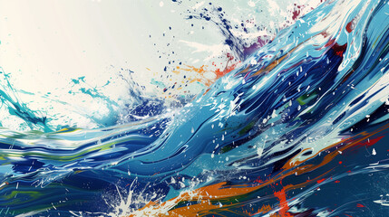 A contemporary abstract sea background with bold brushstrokes and splashes of vibrant colors, reflecting the dynamic and ever-changing nature of the ocean, Background, abstract