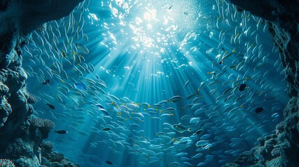 A school of fish swimming in the ocean