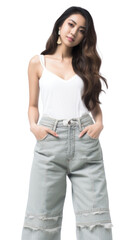 Fototapeta premium PNG Jean fashion jeans denim adult. AI generated Image by rawpixel.
