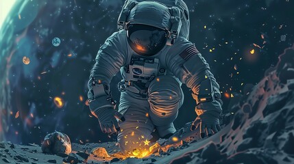 astronaut background concept, national asteroid day - Powered by Adobe