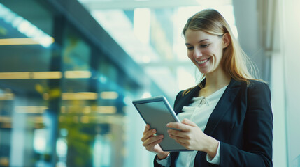 Fototapeta premium woman with tablet computer