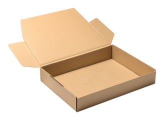 PNG Opened Kraft mailer box mockup cardboard carton white background. AI generated Image by rawpixel.